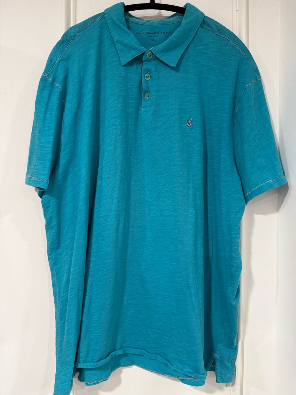John Varvatos Teal/Turquoise Short Sleeve Polo